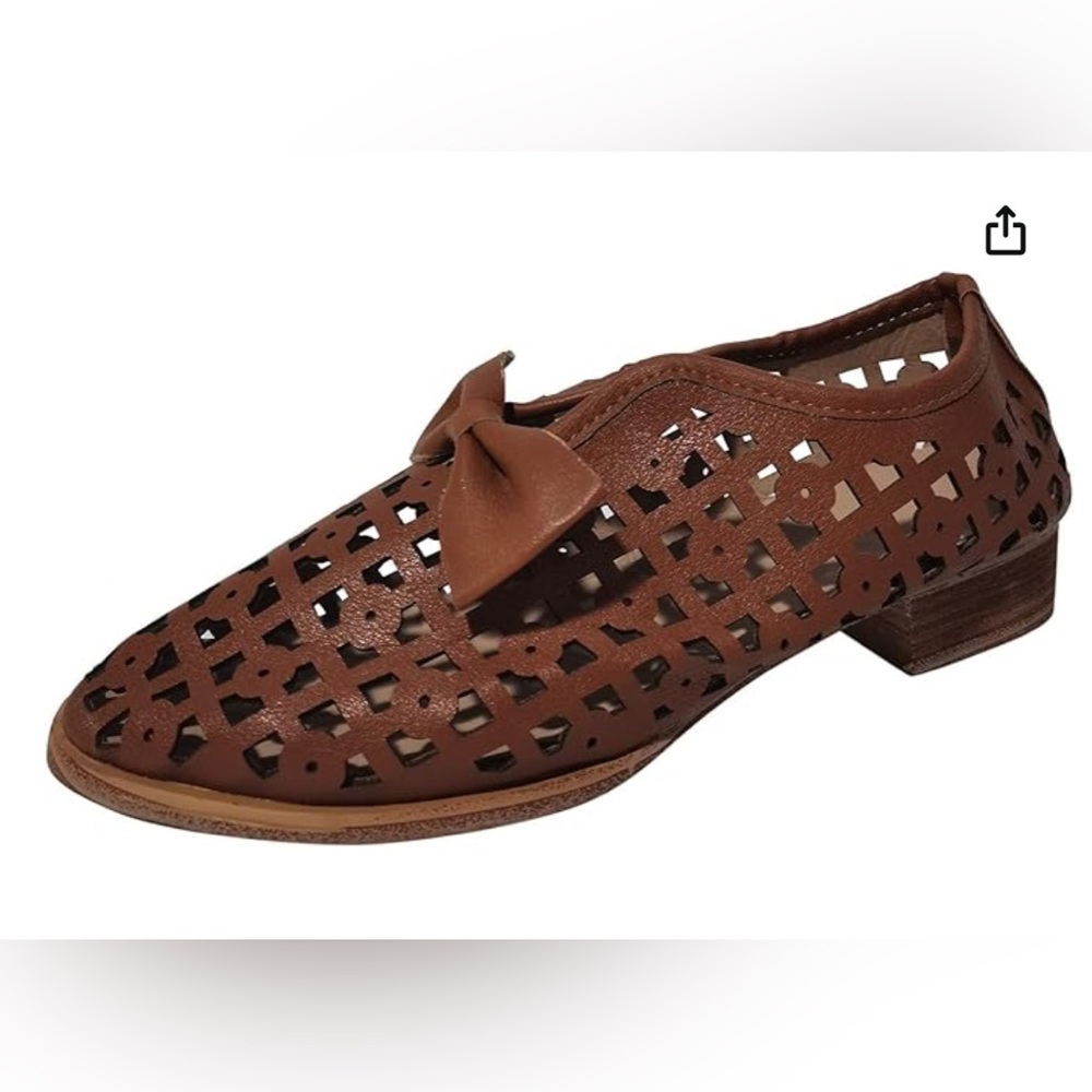 Yasirun - brown bow accent geometric cutout loafer - size 41 (9) - new